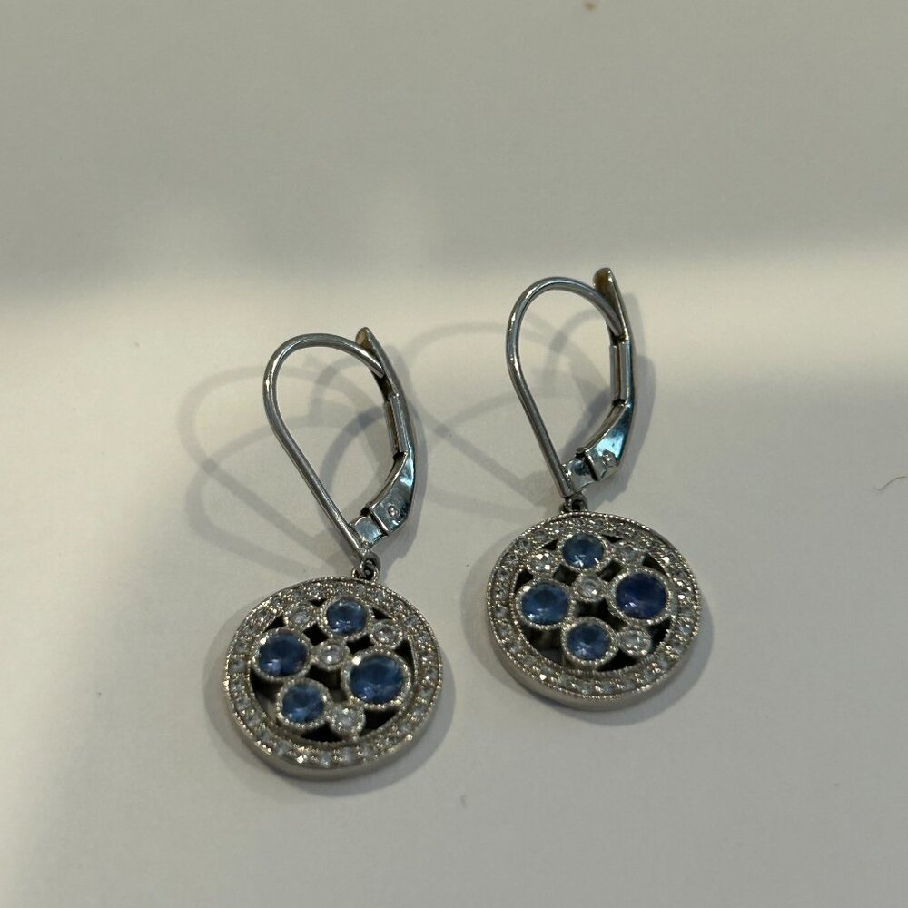 Tiffany & Co. Cobblestone Diamond & Blue Sapphire Earrings in Platinum